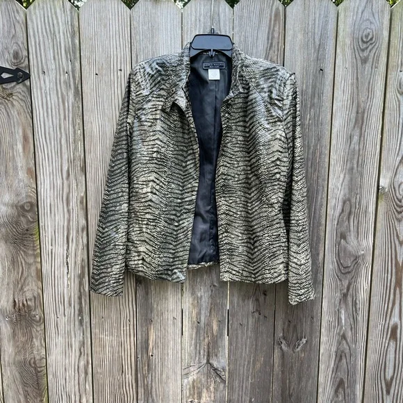 HARRIS WALLACE Vintage Zebra Print Lined Jacket size 10 - Picture 2 of 12